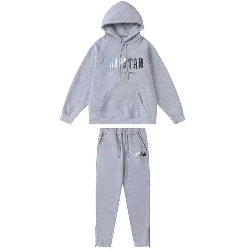 TRAPSTAR Tracksuit Central CEE UK Drill Tracksuit  LETTER EMBROIDERY (GREY BULE LETTER)