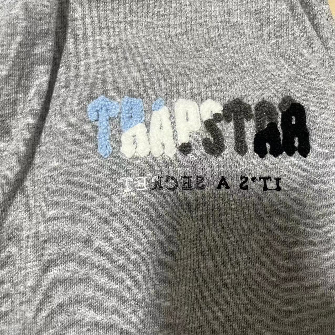 TRAPSTAR TEE T SHIRT LETTER EMBROIDERY (GRAY  BLUE WHITE)
