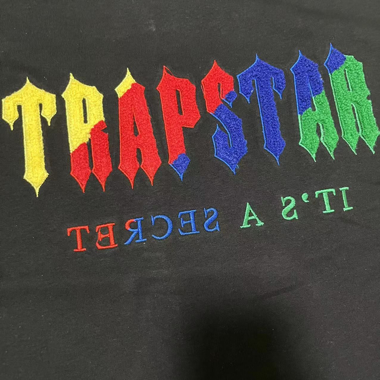 TRAPSTAR TEE T SHIRT LETTER EMBROIDERY (BLACK YELLOW RED)
